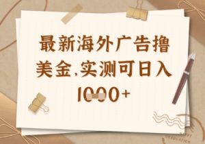 最新海外广告联盟挂机撸美金项目，实测可日入多张-KJ分享