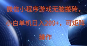 微信小程序游戏无脑搬砖，单设备日入2张+，可矩阵操作-KJ分享