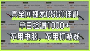 真全网独家CSGO挂G,单日捡漏1k+-KJ分享
