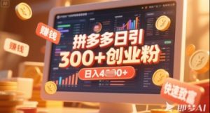 拼多多创业引流项目,每天吸引200+付费创业粉,实现日入多张+稳定收益-KJ分享