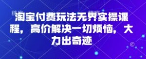 淘宝付费玩法无界实操课程，高价解决一切烦恼，大力出奇迹-KJ分享