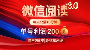 微信阅读8.0玩法！！0撸，没有任何成本有手就行，一天利润200+-KJ分享