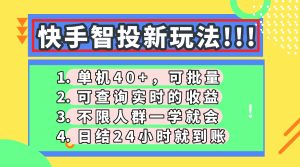快手智投新玩法,单机日入40+,可批量,可查询实时收益,收益日结24小…-KJ分享