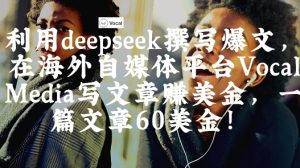 出海搞钱!利用deepseek撰写爆文,在海外自媒体平台Vocal Media写文章挣美金,一篇文章60刀-KJ分享