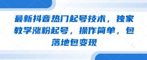 最新抖音热门起号技术,独家教学涨粉起号,操作简单,包落地包变现-KJ分享