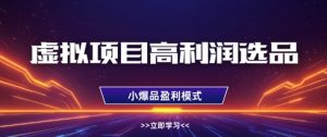 虚拟项目高利润选品方法,做好单店利润1W+,可多店倍增利润-KJ分享