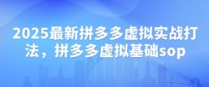 2025最新拼多多虚拟实战打法，拼多多虚拟基础sop-KJ分享