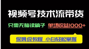 视频号技术流带货，只需无脑读稿子，单场收益1000+ 保姆级教程，小白轻…-KJ分享