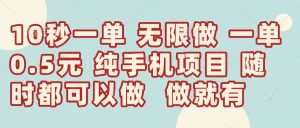 10秒钟一单，一单5毛钱到手，无限做，做就有，一天轻松日入300+-KJ分享