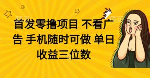 零撸项目 不看广告 手机随时可做 单日收益三位数-KJ分享