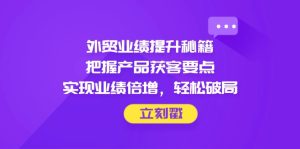外贸业绩提升秘籍，把握产品获客要点，实现业绩倍增，轻松破局-KJ分享