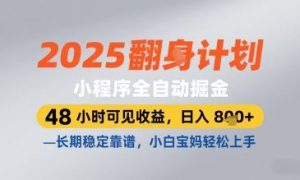 2025小程序全自动掘金,48 小时可见收益,日入8张,长期稳定靠谱,小白宝妈轻松上手-KJ分享