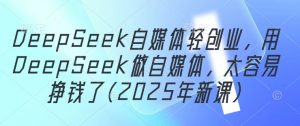DeepSeek自媒体轻创业,用DeepSeek做自媒体,太容易挣钱了(2025年新课)-KJ分享