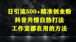 日引流500+精准创业粉,抖音共情自热打法,工作室都在用的方法-KJ分享