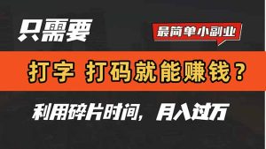 只需要打字,打码,就能赚钱?简单的赚钱小副业,利用碎片时间,月入过万-KJ分享