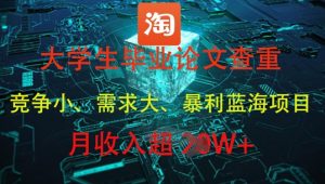 大学生毕业论文查重,暴利蓝海项目,月收入过1W+-KJ分享