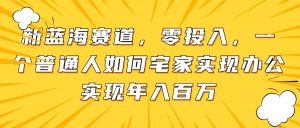 新蓝海赛道，零投入，一个普通人如何宅家办公实现年入百万-KJ分享