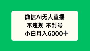 微信AI无人直播，不违规 不封号 ，小白月入6000+-KJ分享