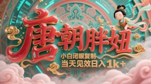 用AI克隆“唐朝胖妞”日更3条，平台疯狂推流，小白闭眼复制，当天见效，日入1k+-KJ分享