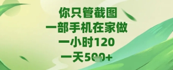 你只管截图，一部手机在家做，苹果安卓都可以，一天5张+-KJ分享