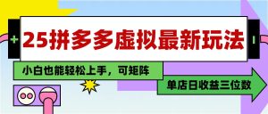 25最新拼多多虚拟电商,单店日入3位数,小白也能快速上手,教程.-KJ分享
