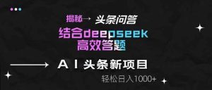 揭秘头条问答新玩法!结合deepseek高效答题,轻松日入1000+-KJ分享