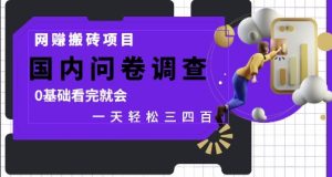网创搬砖项目，国内问卷调查，0基础看完就会 一天轻松三四张，靠谱副业干就完了-KJ分享