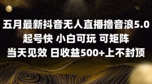 2025五月最新无人直播撸音浪单日产出5张+实操教程-KJ分享