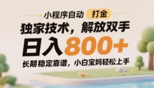 小程序自动打金独家技术,解放双手日入8张,长期稳定靠谱,小白宝妈轻松上手-KJ分享