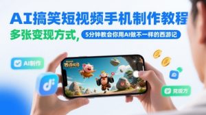 AI搞笑短视频手机制作教程,多张变现方式,5分钟教会你用AI做不一样的西游记-KJ分享