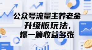 公众号流量主养老金升级版玩法,爆一篇收益多张-KJ分享