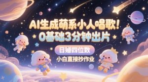 AI生成萌系小人唱歌,0基础3分钟出片,28个作品涨粉8.9W,单条最高19W赞,日入四位数,小白直接抄作业-KJ分享