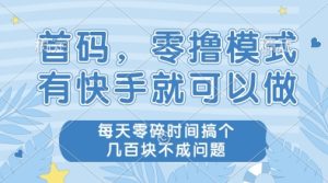 首码,零撸模式,有快手就可以做,每天零碎时间搞个几张不成问题-KJ分享