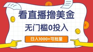 看直播撸美金2.0,无门槛0投入,单日可达1000+,可批量复制-KJ分享