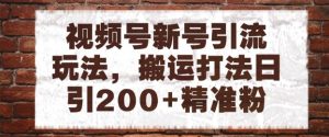 视频号新号引流玩法，搬运打法日引200+精准粉，可矩阵放大-KJ分享