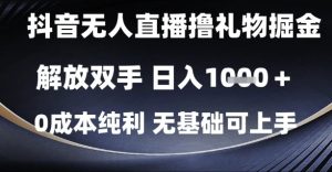 抖音无人直播撸礼物掘金,解放双手,日入1k,0成本纯利,无基础可上手-KJ分享
