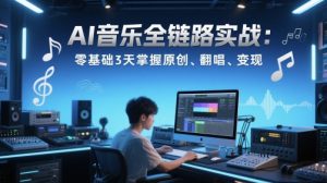 AI音乐全链路实战变现课:零基础3天掌握原创、翻唱、变现-KJ分享
