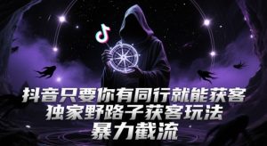 抖音只要你有同行就能获客，独家野路子获客玩法，暴力截流-KJ分享