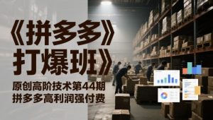 《拼多多打爆班》原创高阶技术第44期,拼多多高利润强付费-KJ分享
