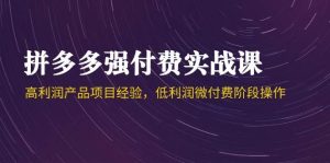 拼多多强付费实战课-44期,高利润产品项目经验,低利润微付费阶段操作-KJ分享