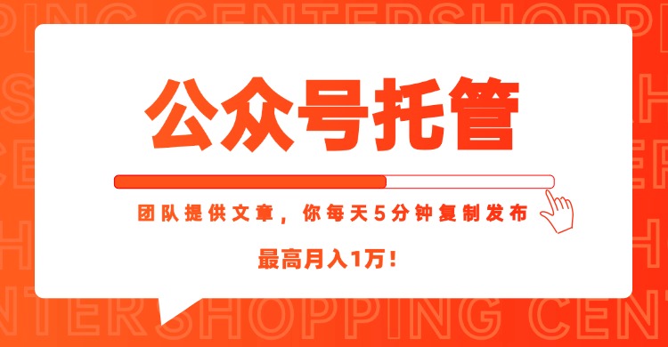 【公众号托管 】我提供文章,你每天5分钟复制发布,最高月入1W-KJ分享