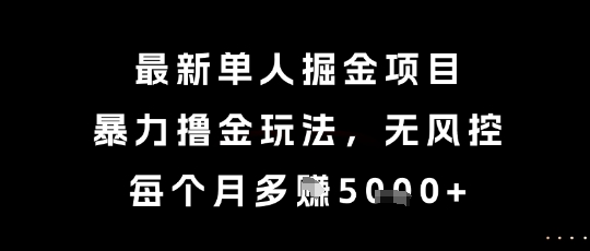 最新单人掘金项目，暴力撸金玩法，无风控，每个月多挣5k+【揭秘】-KJ分享