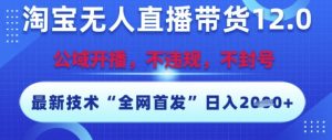 淘宝无人直播带货12.0，最新技术，不封号，不违规，操作简单，开播爆单，日入多张-KJ分享