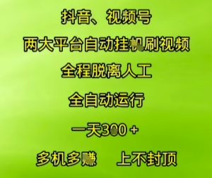抖音视频号两大平台自动运行,全程脱离人工,自动获取收益,一天3张+,多机多挣,上不封顶-KJ分享