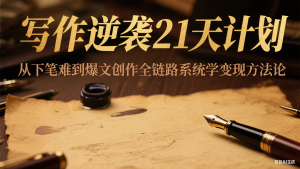 写作逆袭21天计划:从下笔难到爆文创作全链路系统学变现方法论-KJ分享