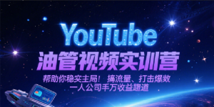 YouTube油管视频实训营，帮助你稳入局、搞流量、打爆款，一人公司千万收益赛道-KJ分享