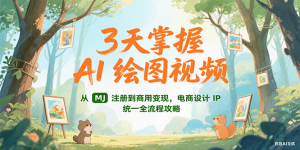 3天掌握AI绘图视频,从MJ 注册到商用变现,电商设计IP统一全流程攻略-KJ分享