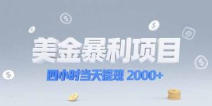 美金暴利项目，四小时当天提现 2000+机会留给会选赛道的人-KJ分享