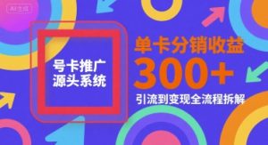 号卡推广源头系统,单卡分销收益3张+,引流到变现全流程拆解-KJ分享