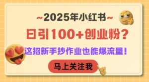 2025年小红书日引100+创业粉?这招新手抄作业也能爆流量!-KJ分享